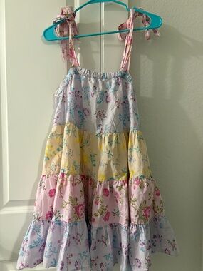 Loveshack Fancy and target spring multicolored floral mini dress.